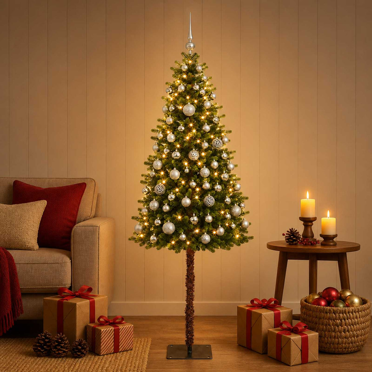 vidaXL Kunstkerstboom met Ballen 150 cm 150 LED's Warmwit