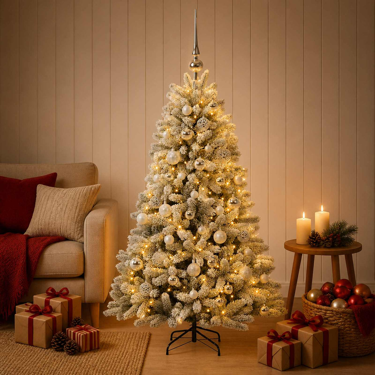 vidaXL Kunstkerstboom met Ballen 120 cm 150 LED's Warmwit