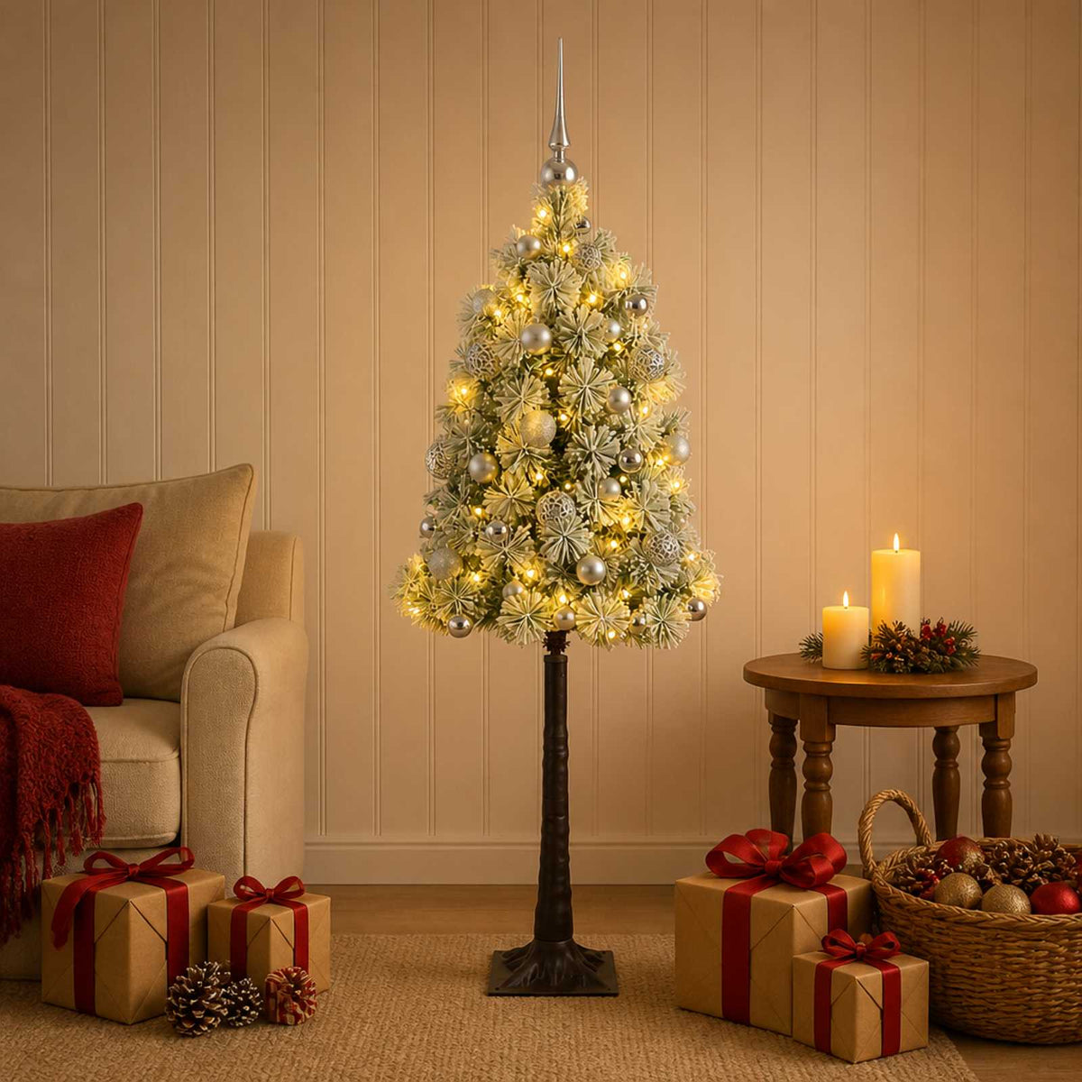 Kunstkerstboom met scharnierende takken en kerstballen 120 cm is nu te koop bij PeponiXL, paradijselijk wonen!