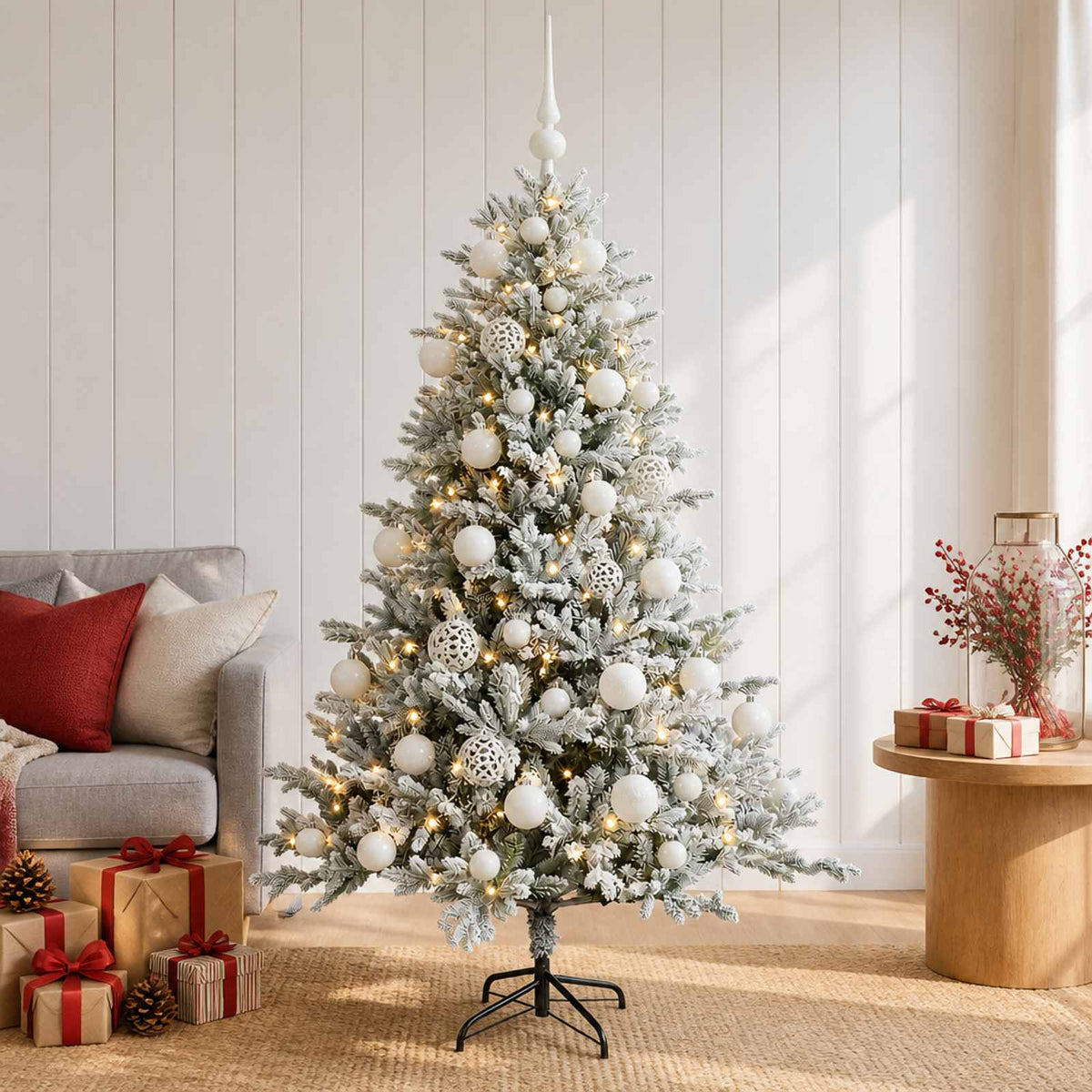 Kunstkerstboom met kerstbal 150 cm 150 LED's Warmwit is nu te koop bij PeponiXL, paradijselijk wonen!