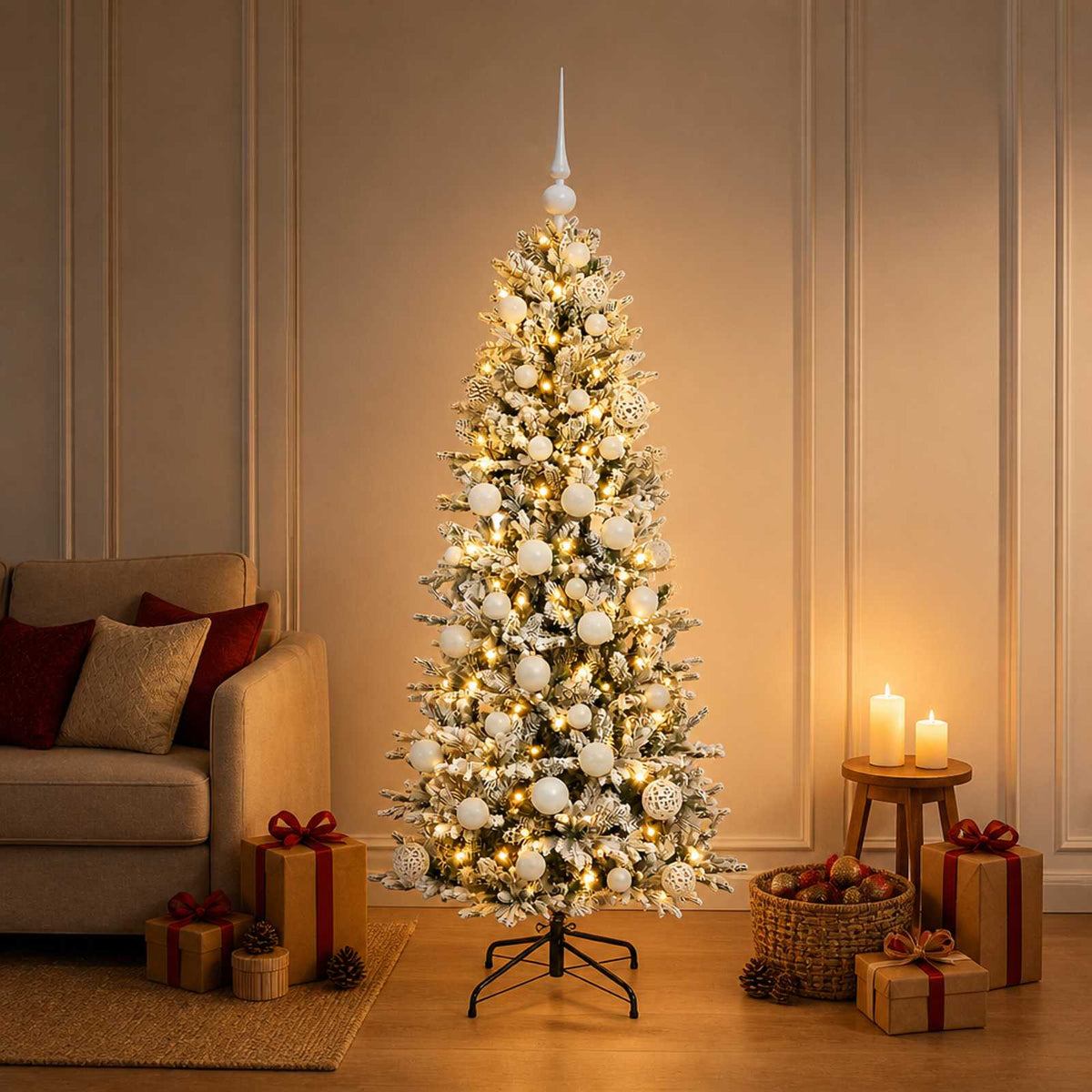 Kunstkerstboom met kerstbal 150 cm 150 LED's Warmwit PVC en PE is nu te koop bij PeponiXL, paradijselijk wonen!