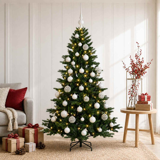 Kunstkerstboom met kerstbal 120 cm 150 LED's Warmwit is nu te koop bij PeponiXL, paradijselijk wonen!