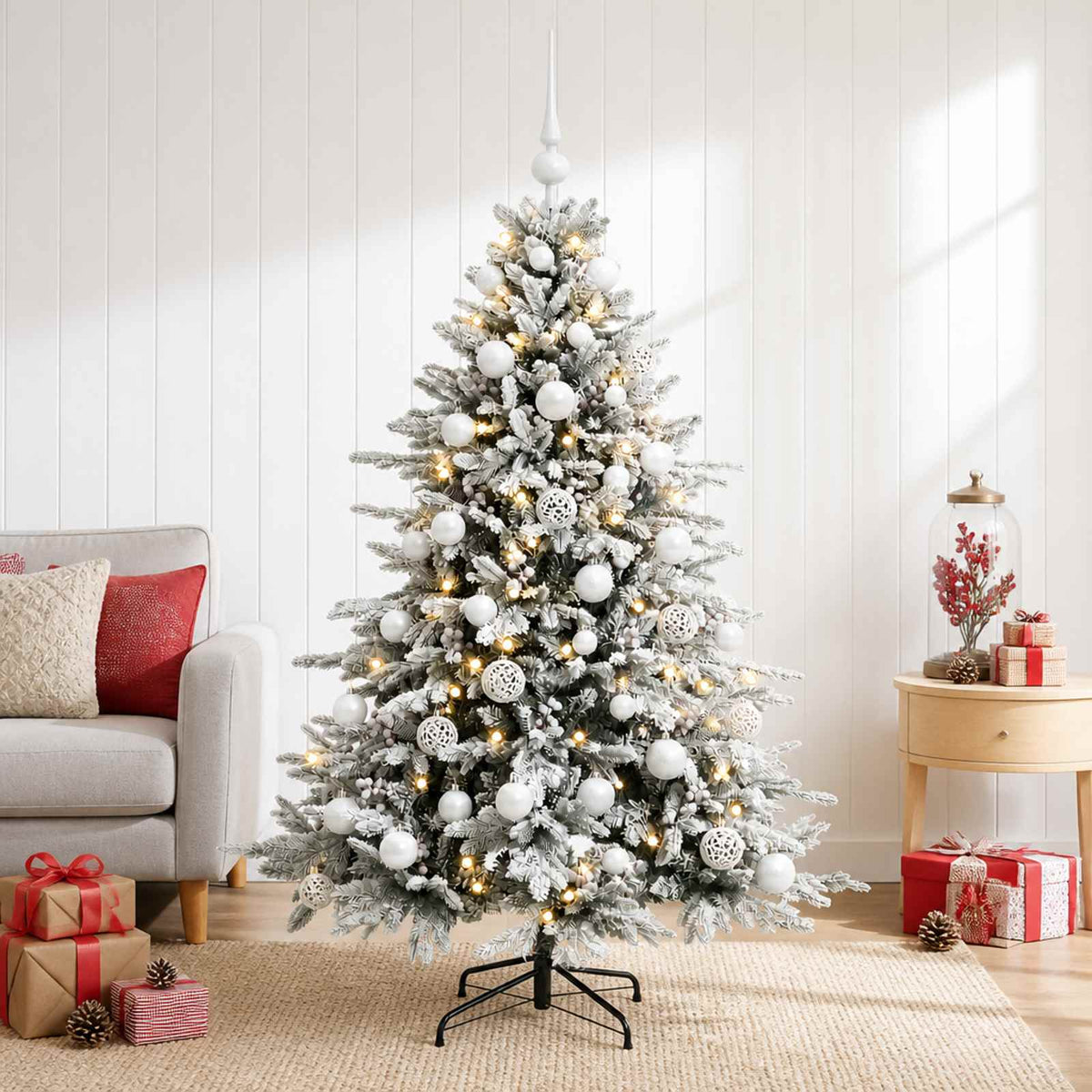 Kunstkerstboom met kerstbal 120 cm 150 LED's Warmwit is nu te koop bij PeponiXL, paradijselijk wonen!