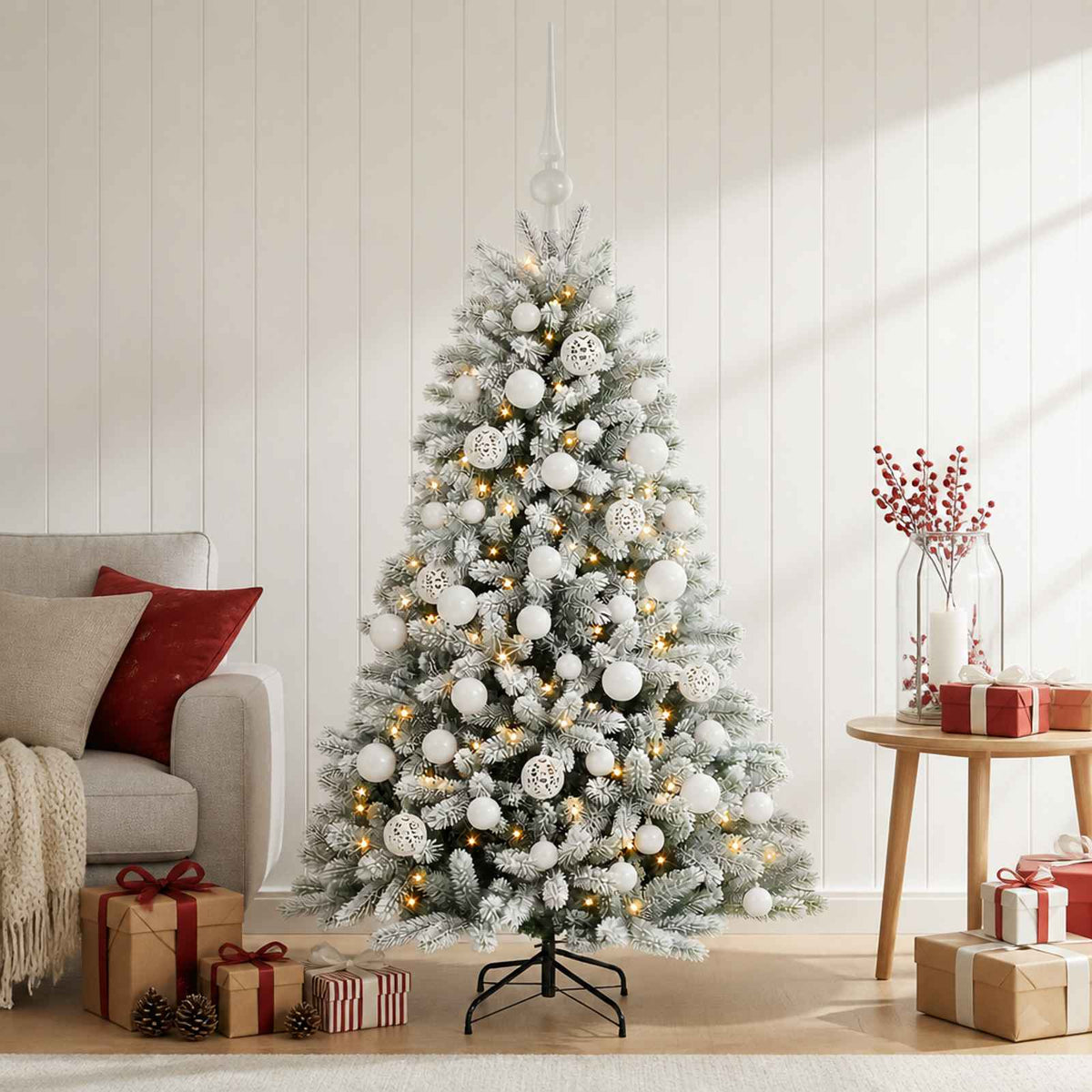 vidaXL Kunstkerstboom met Ballen 120 cm 150 LED's Warmwit