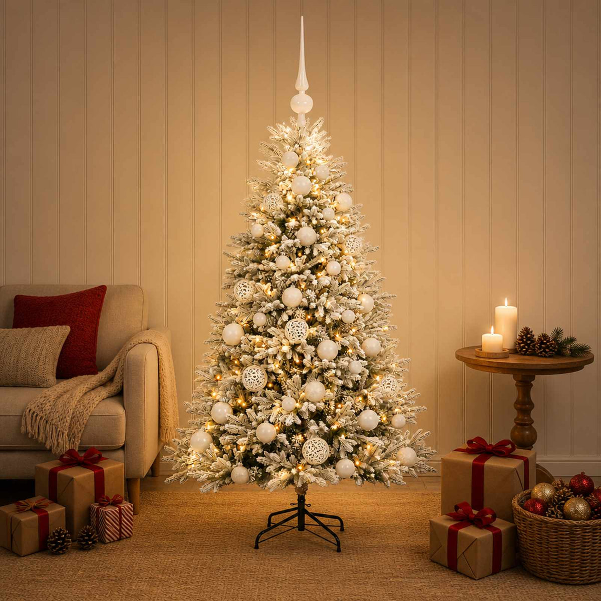 Kunstkerstboom met Ballen 120 cm 150 LED's Warmwit is nu te koop bij PeponiXL, paradijselijk wonen!