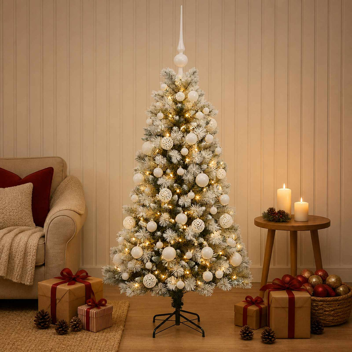Kunstkerstboom met scharnierende takken en kerstballen 120 cm is nu te koop bij PeponiXL, paradijselijk wonen!