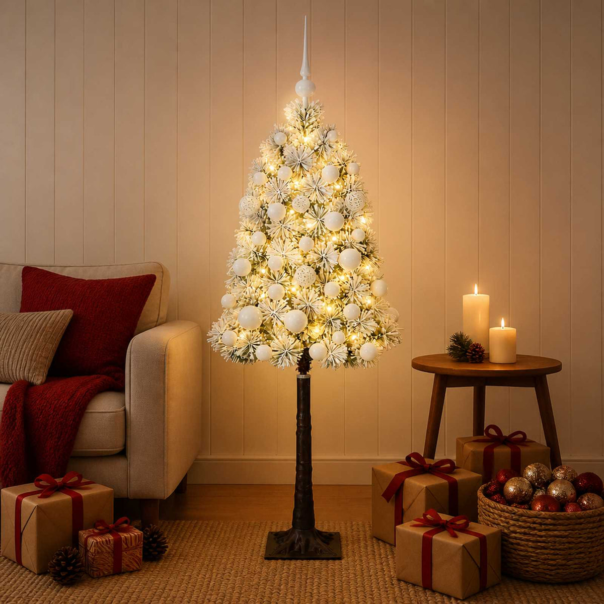 Kunstkerstboom met scharnierende takken en kerstballen 120 cm is nu te koop bij PeponiXL, paradijselijk wonen!