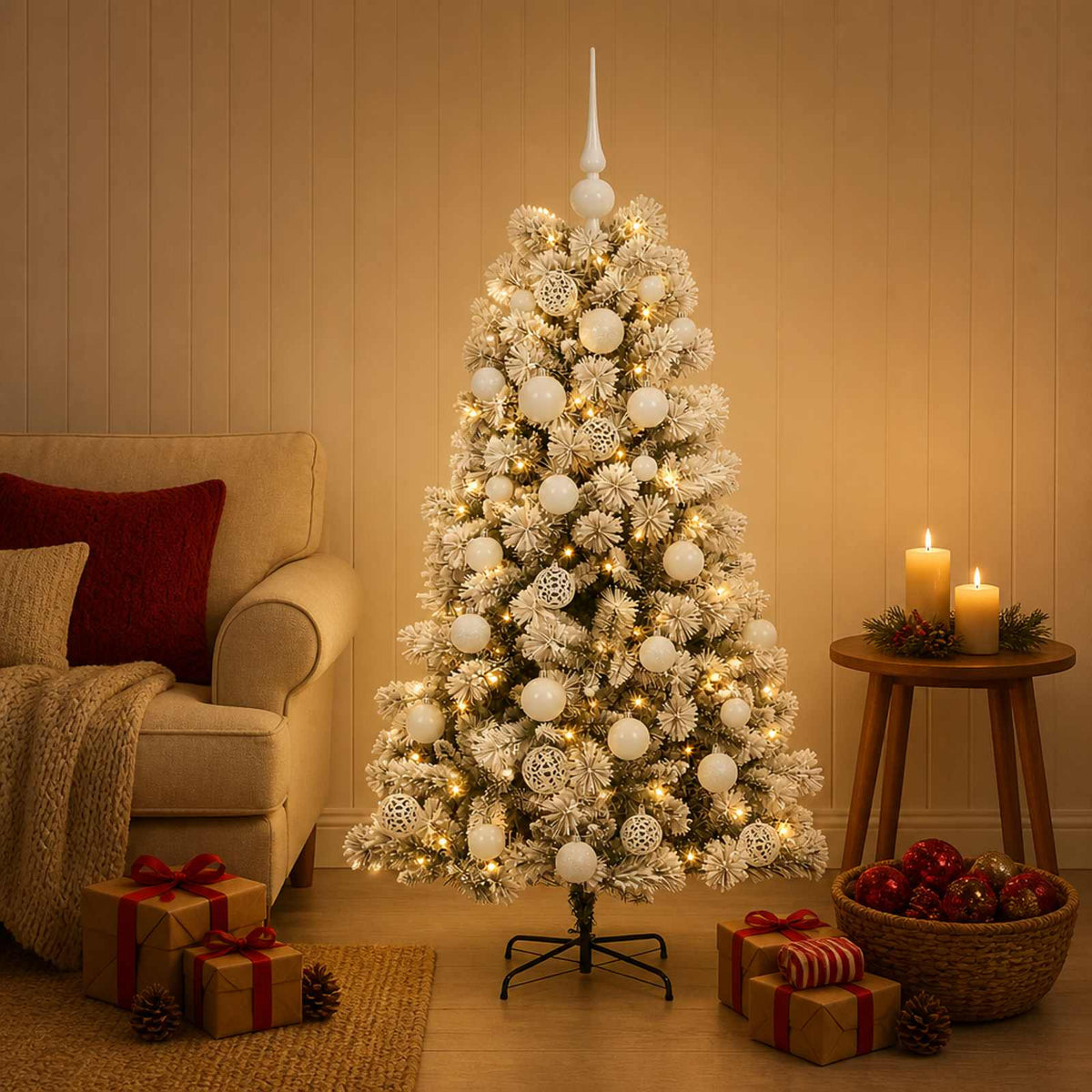 Kunstkerstboom met scharnierende takken en kerstballen 120 cm is nu te koop bij PeponiXL, paradijselijk wonen!