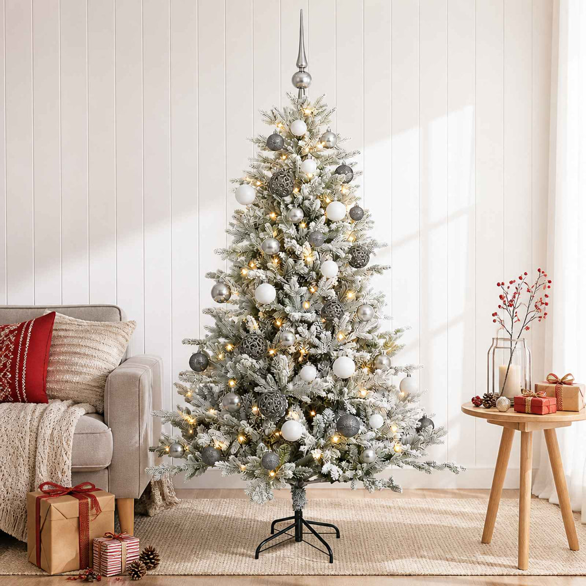 Kunstkerstboom met Ballen 120 cm 150 LED's Warmwit is nu te koop bij PeponiXL, paradijselijk wonen!