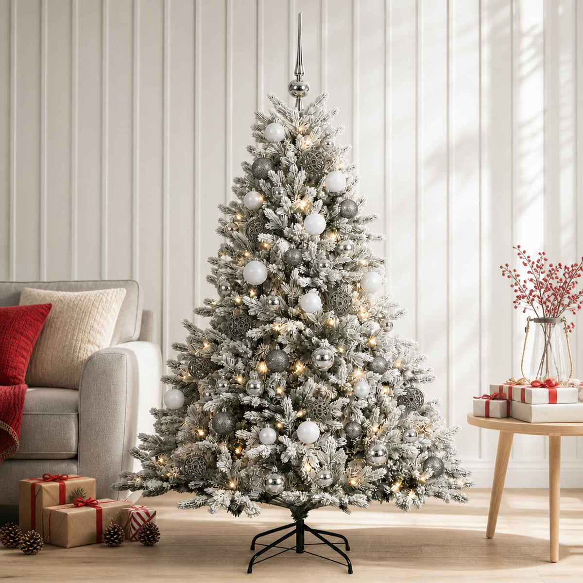 vidaXL Kunstkerstboom met kerstbal 150 cm 150 LED's Warmwit