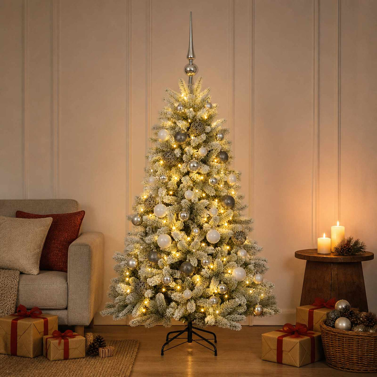 Kunstkerstboom met Ballen 120 cm 150 LED's Warmwit is nu te koop bij PeponiXL, paradijselijk wonen!