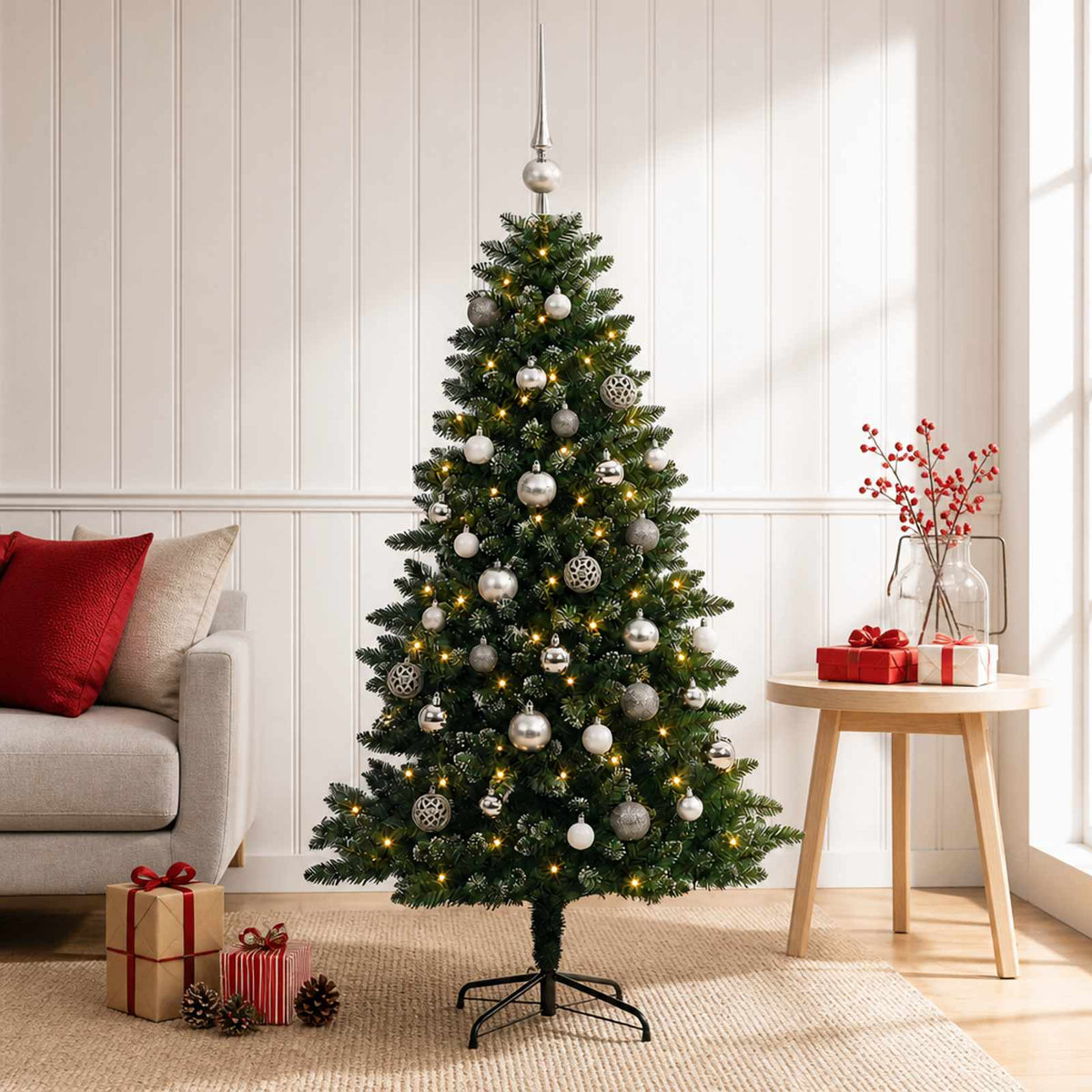 vidaXL Kunstkerstboom met Ballen 150 cm 150 LED's Warmwit