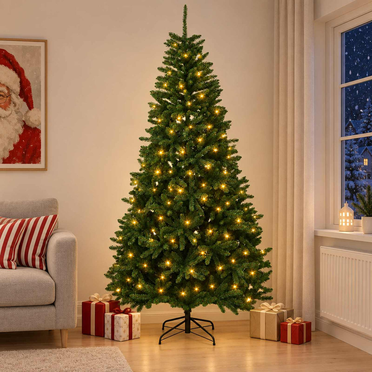 Kunstmatige Inklapbare Kerstboom 300 cm 600 LED's Warmwit is nu te koop bij PeponiXL, paradijselijk wonen!