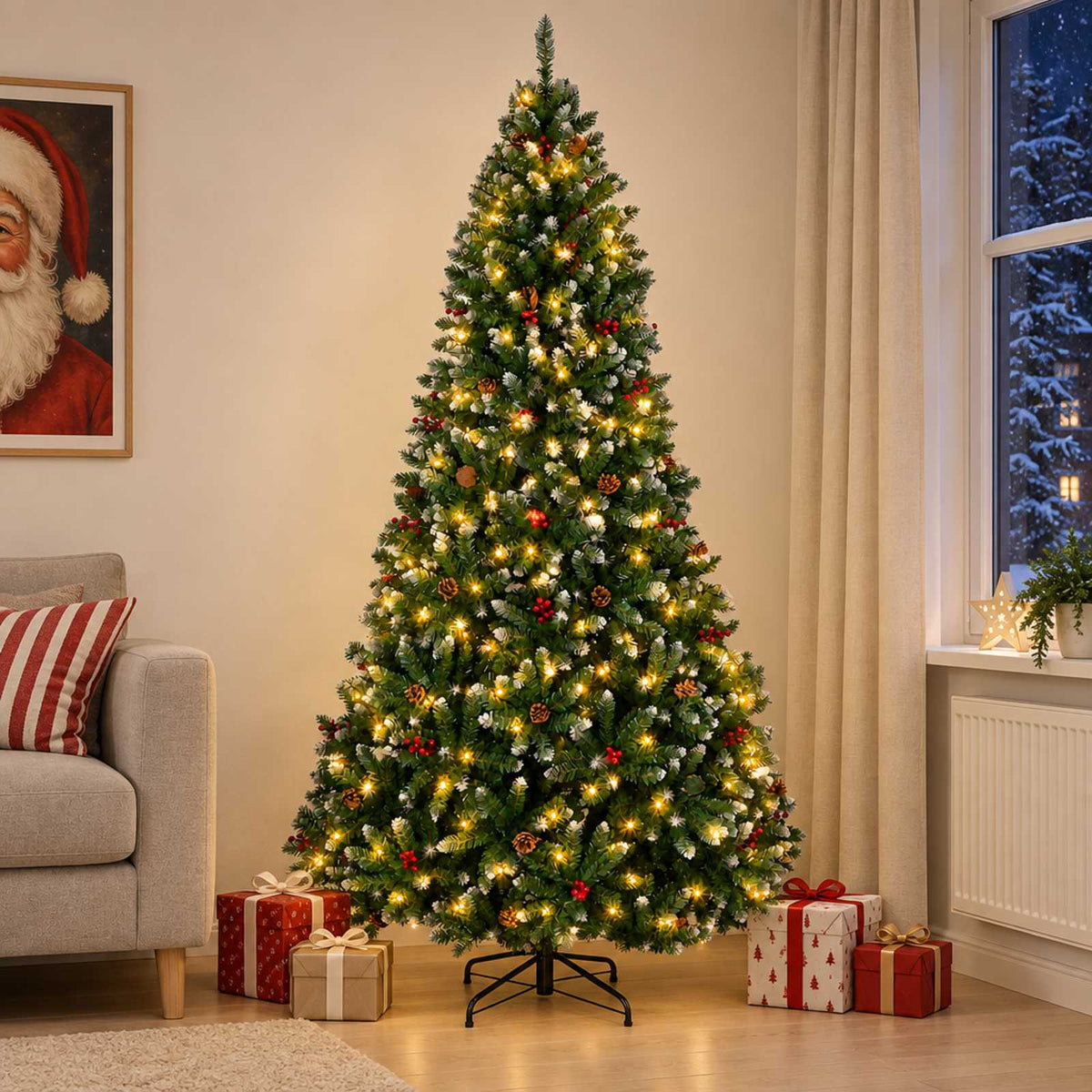 vidaXL Kunstmatige Inklapbare Kerstboom 210 cm 300 LED's Warmwit