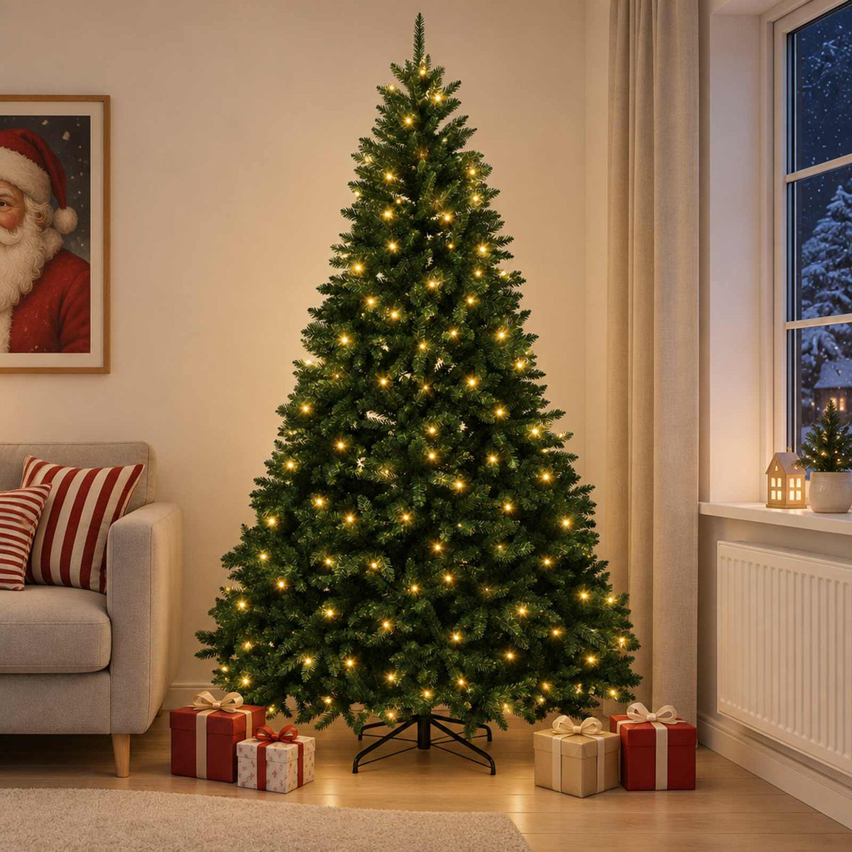 Kunstmatige Inklapbare Kerstboom 240 cm 300 LED's Warmwit is nu te koop bij PeponiXL, paradijselijk wonen!