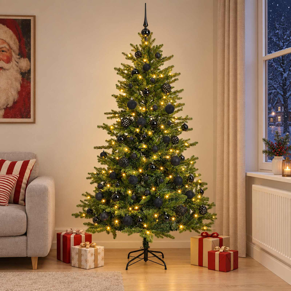 Kunstkerstboom met Ballen 210 cm 300 LED's Warmwit is nu te koop bij PeponiXL, paradijselijk wonen!