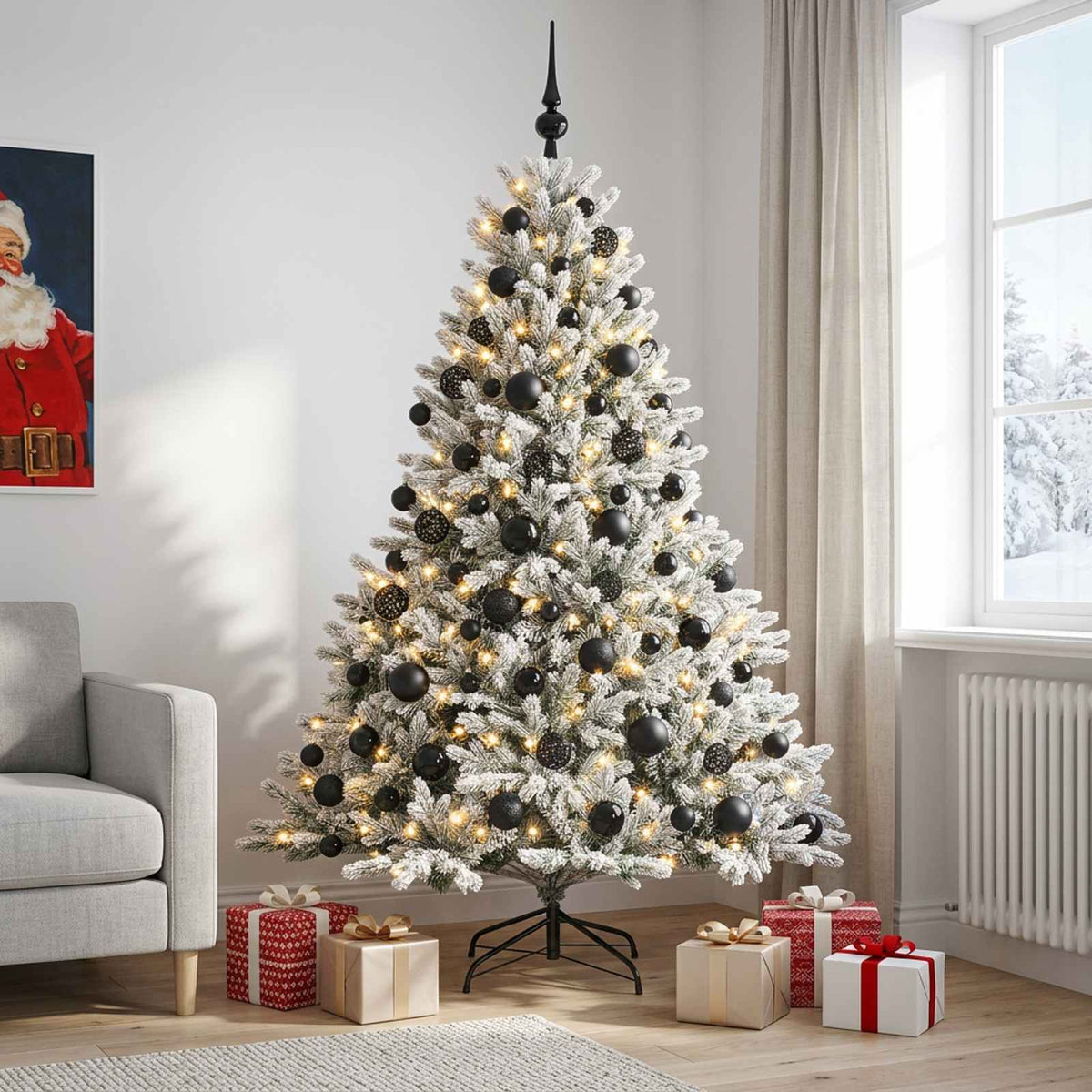Kunstkerstboom met kerstbal 180 cm 300 LED's Warmwit is nu te koop bij PeponiXL, paradijselijk wonen!