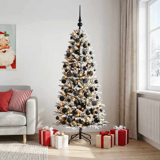 Kunstkerstboom met kerstbal 180 cm 300 LED's Warmwit PVC en PE is nu te koop bij PeponiXL, paradijselijk wonen!