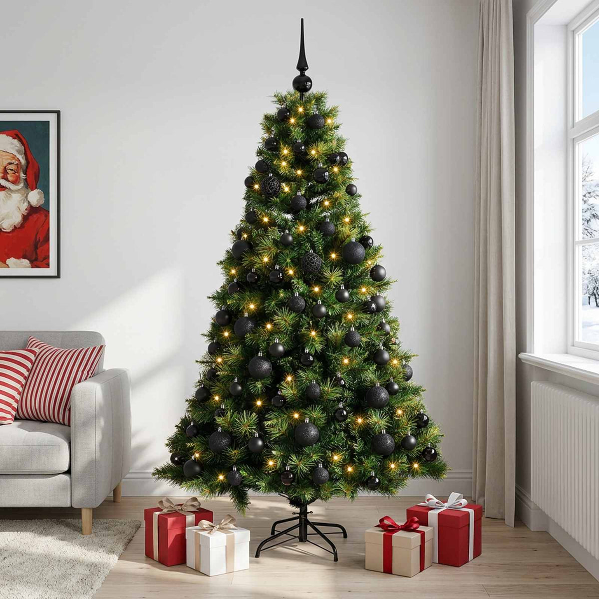 Kunstkerstboom met kerstbal 180 cm 300 LED's Warmwit is nu te koop bij PeponiXL, paradijselijk wonen!