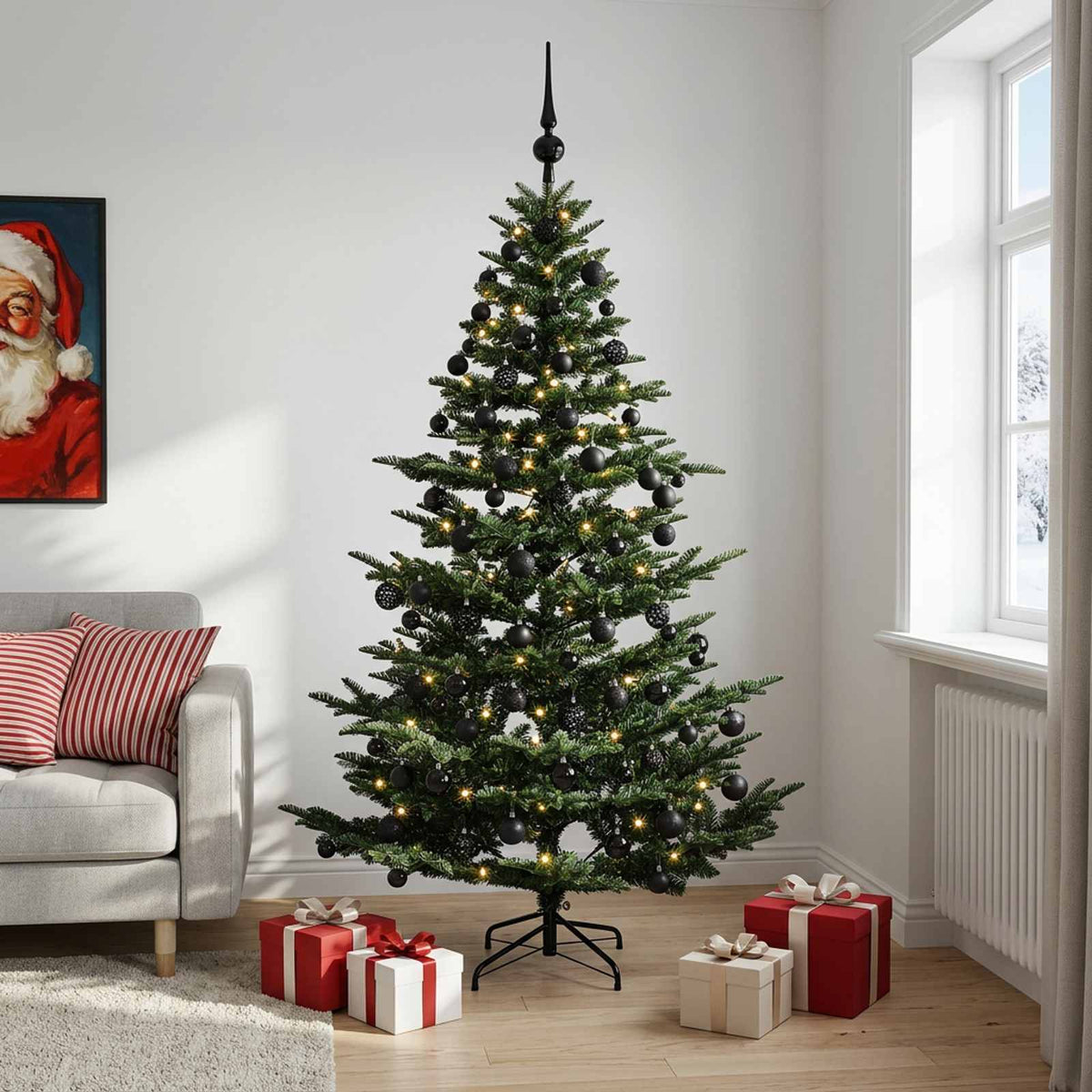 Kunstkerstboom met kerstbal 240 cm 300 LED's Warmwit PE & PVC is nu te koop bij PeponiXL, paradijselijk wonen!