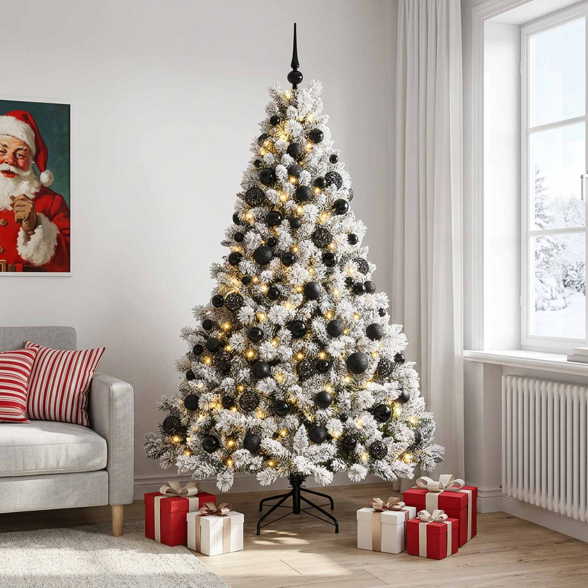 Kunstkerstboom met Ballen 210 cm 300 LED's Warmwit is nu te koop bij PeponiXL, paradijselijk wonen!