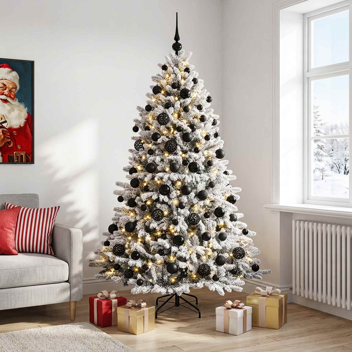 Kunstkerstboom met kerstbal 180 cm 300 LED's Warmwit is nu te koop bij PeponiXL, paradijselijk wonen!