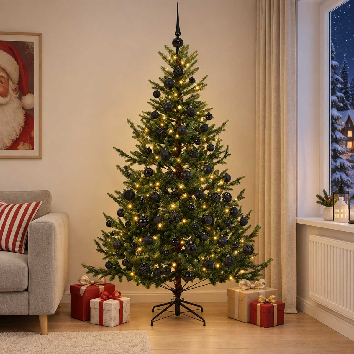 Kunstkerstboom met kerstbal 240 cm 300 LED's Warmwit is nu te koop bij PeponiXL, paradijselijk wonen!