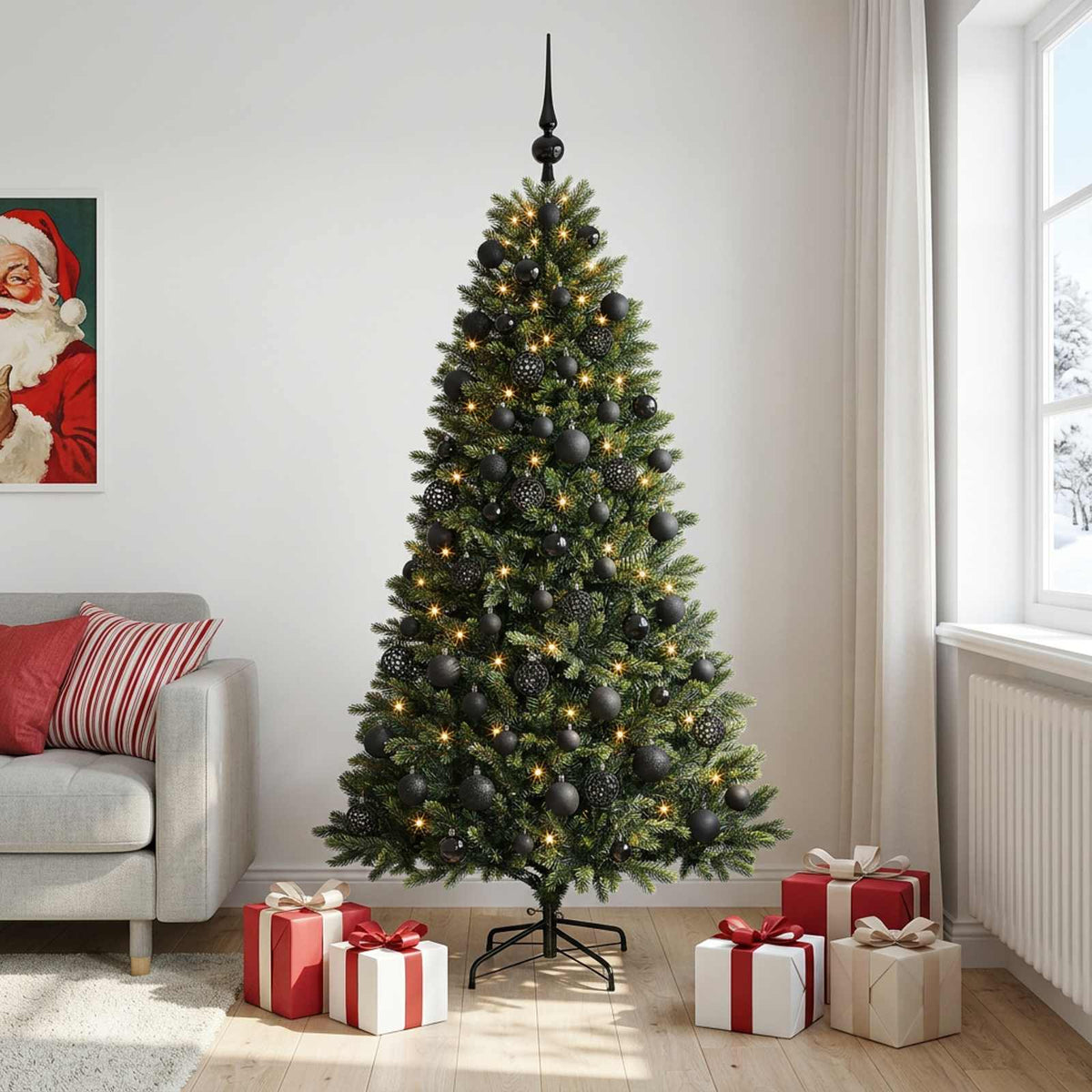 Kunstkerstboom met Ballen 180 cm 300 LED's Warmwit is nu te koop bij PeponiXL, paradijselijk wonen!