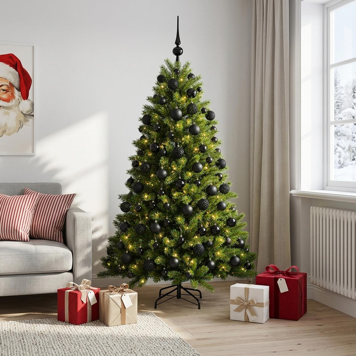 vidaXL Kunstkerstboom met Ballen 180 cm 300 LED's Warmwit