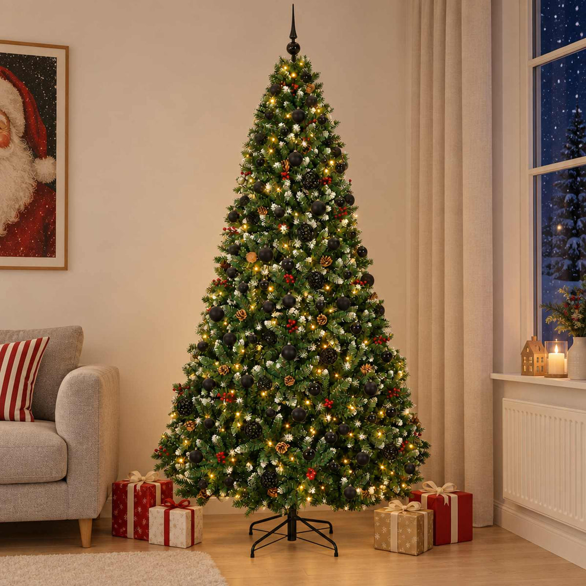 Kunstkerstboom groen met kerstballen 240 cm 300 LED's Warmwit is nu te koop bij PeponiXL, paradijselijk wonen!