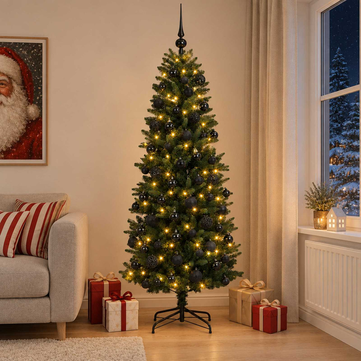 Kunstkerstboom met Ballen 210 cm 300 LED's Warmwit PE en PVC is nu te koop bij PeponiXL, paradijselijk wonen!