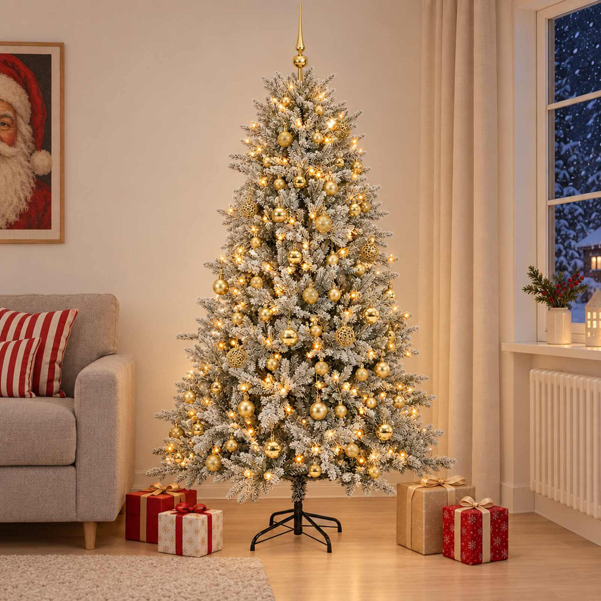 Kunstkerstboom met kerstbal 210 cm 300 LED's Warmwit is nu te koop bij PeponiXL, paradijselijk wonen!