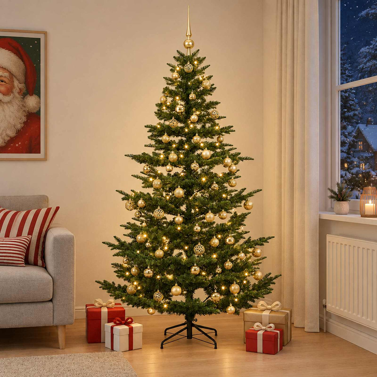 Kunstkerstboom met kerstbal 180 cm 300 LED's Warmwit PE & PVC is nu te koop bij PeponiXL, paradijselijk wonen!