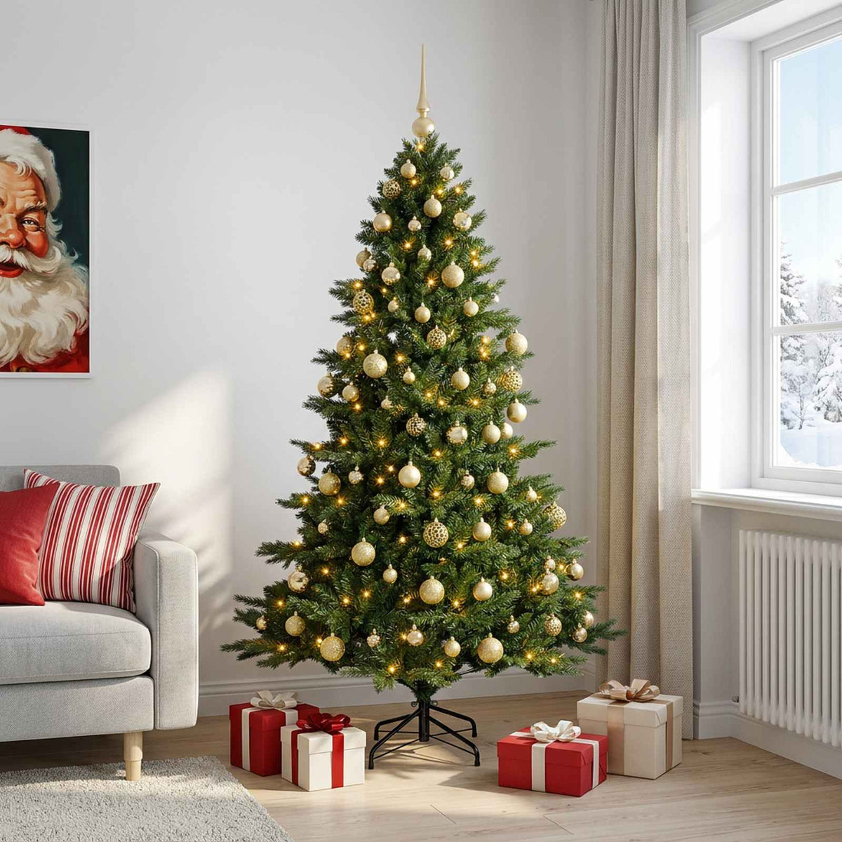 Kunstkerstboom met kerstbal 240 cm 300 LED's Warmwit is nu te koop bij PeponiXL, paradijselijk wonen!