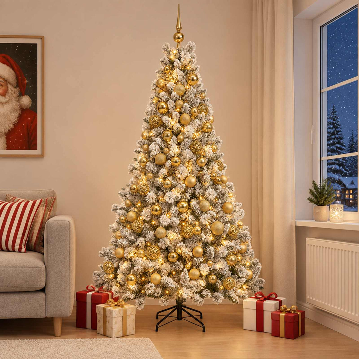 Kunstkerstboom met Ballen 240 cm 300 LED's Warmwit is nu te koop bij PeponiXL, paradijselijk wonen!