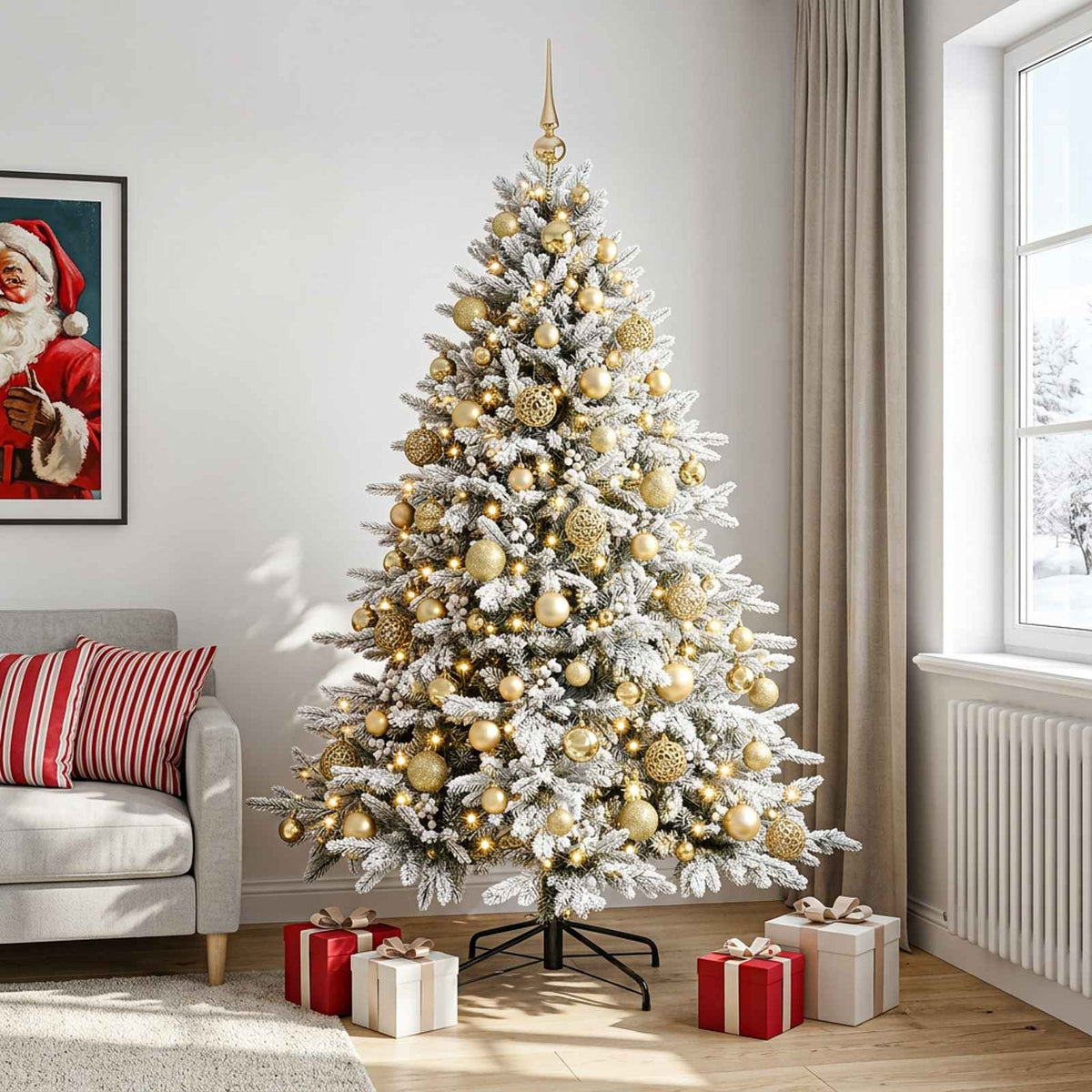 Kunstkerstboom met kerstbal 180 cm 300 LED's Warmwit is nu te koop bij PeponiXL, paradijselijk wonen!