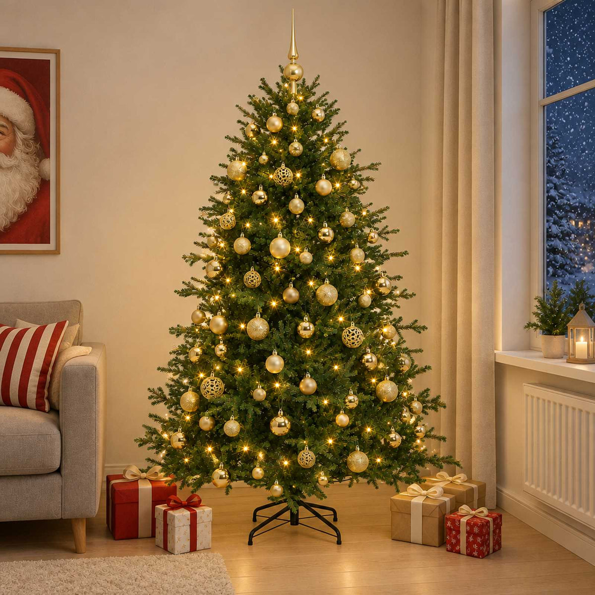 Kunstkerstboom met kerstbal 240 cm 300 LED's Warmwit is nu te koop bij PeponiXL, paradijselijk wonen!