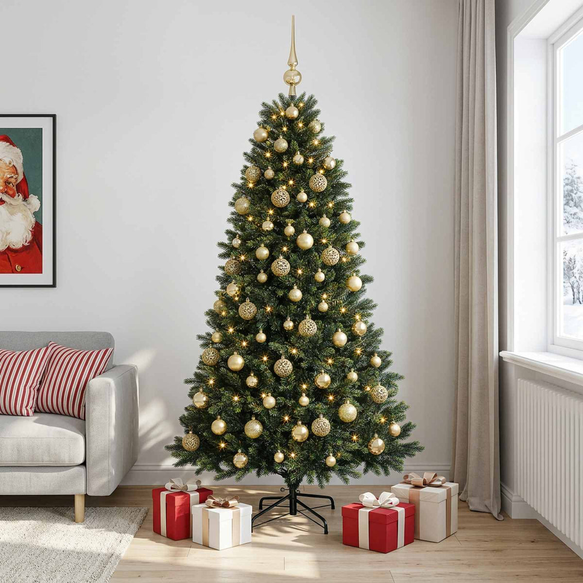 Kunstkerstboom met Ballen 180 cm 300 LED's Warmwit is nu te koop bij PeponiXL, paradijselijk wonen!