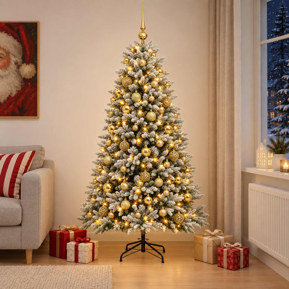Kunstkerstboom met Ballen 180 cm 300 LED's Warmwit is nu te koop bij PeponiXL, paradijselijk wonen!