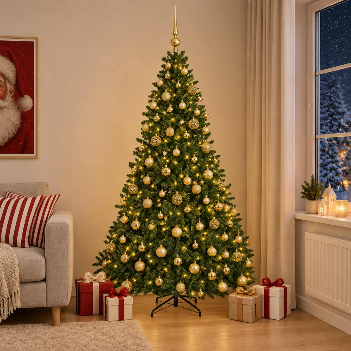 Kunstkerstboom lichtgroen met kerstballen 240 cm 300 LED's is nu te koop bij PeponiXL, paradijselijk wonen!