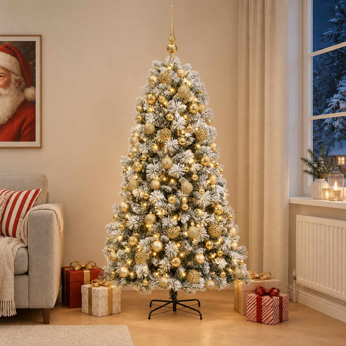 Kunstkerstboom met scharnierende takken en kerstballen 210 cm is nu te koop bij PeponiXL, paradijselijk wonen!