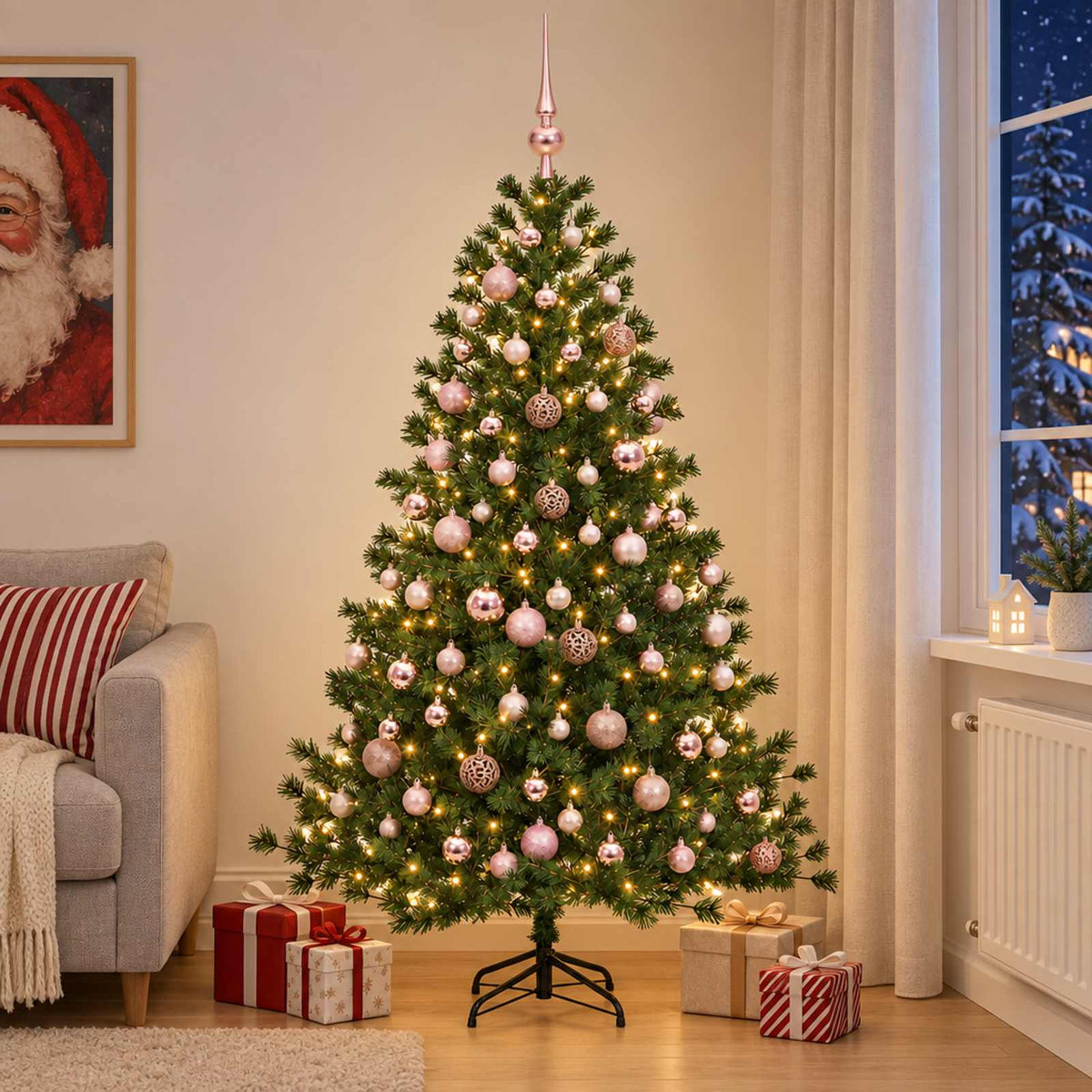 Kunstkerstboom met kerstbal 240 cm 300 LED's Warmwit is nu te koop bij PeponiXL, paradijselijk wonen!
