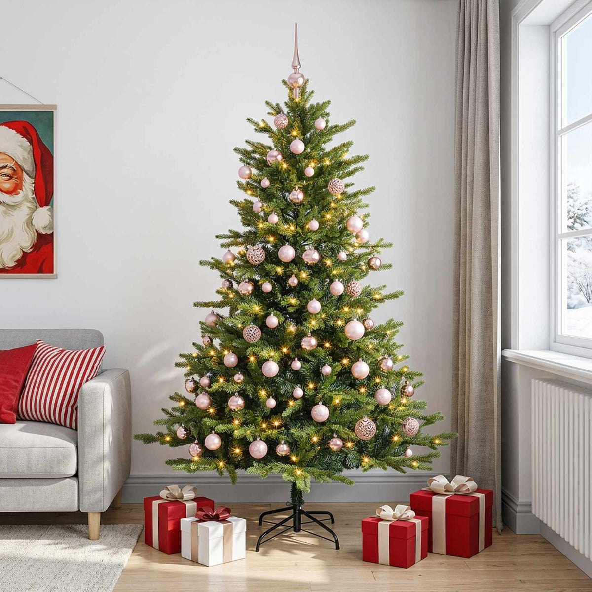 Kunstkerstboom met Ballen 180 cm 300 LED's Warmwit is nu te koop bij PeponiXL, paradijselijk wonen!