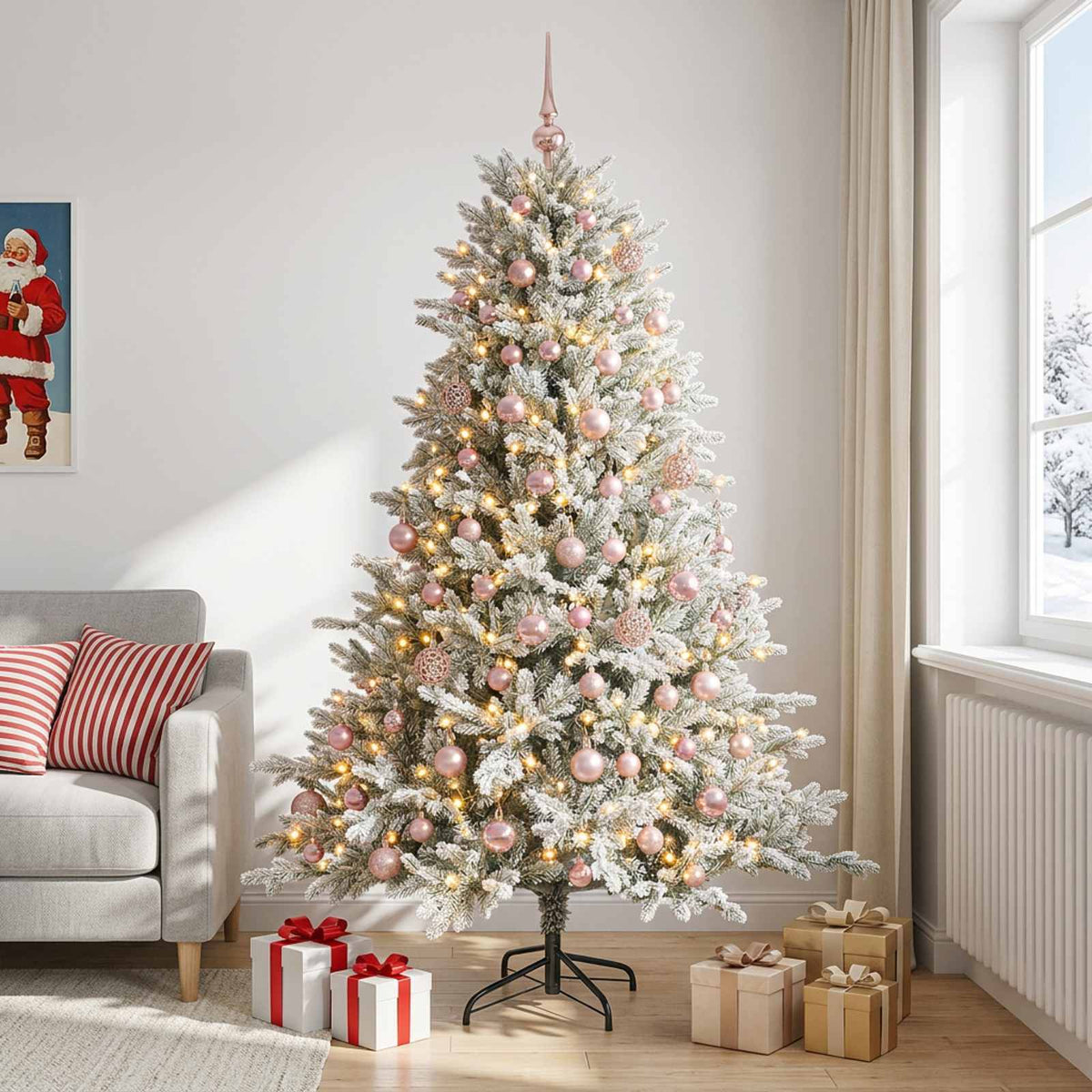 Kunstkerstboom met kerstbal 240 cm 300 LED's Warmwit is nu te koop bij PeponiXL, paradijselijk wonen!