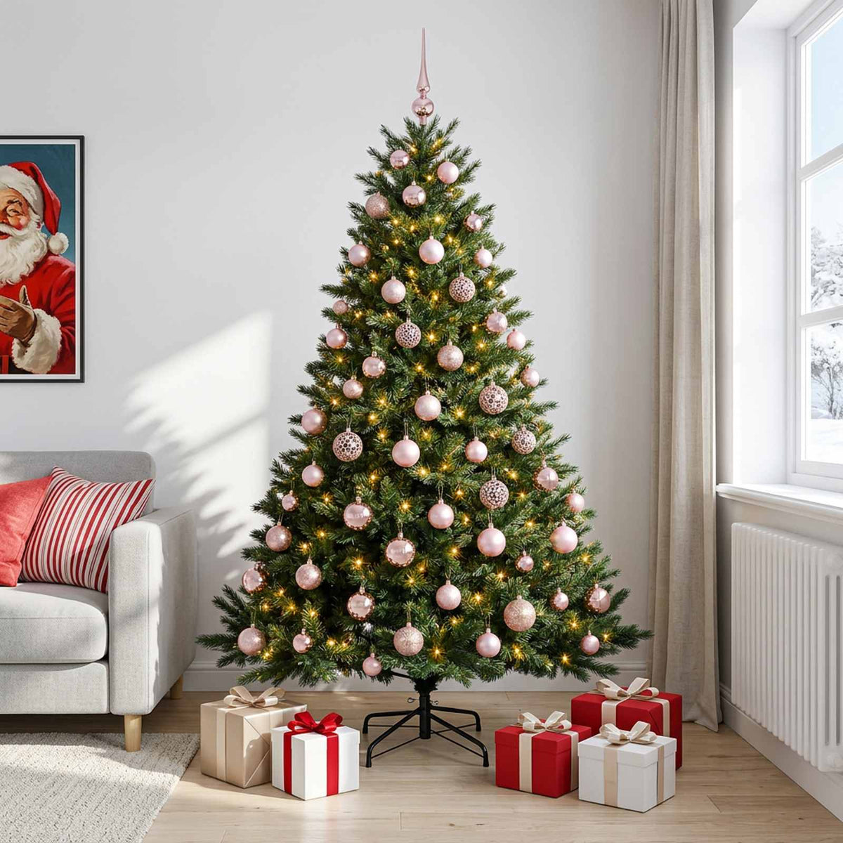 Kunstkerstboom met kerstbal 210 cm 300 LED's Warmwit is nu te koop bij PeponiXL, paradijselijk wonen!