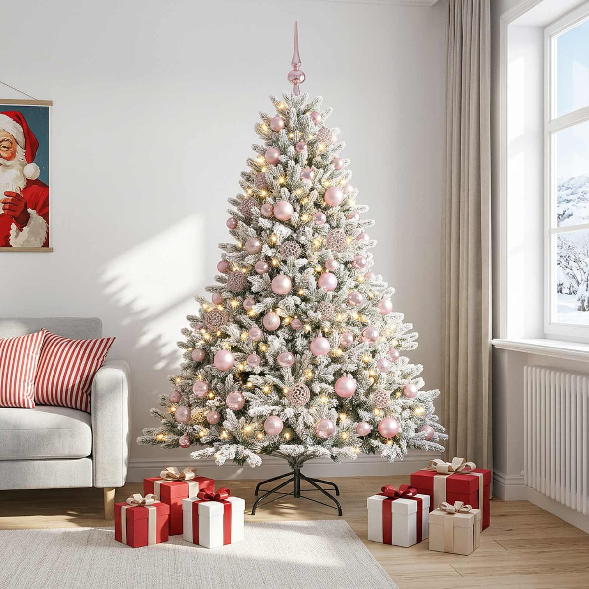 Kunstkerstboom met kerstbal 240 cm 300 LED's Warmwit is nu te koop bij PeponiXL, paradijselijk wonen!