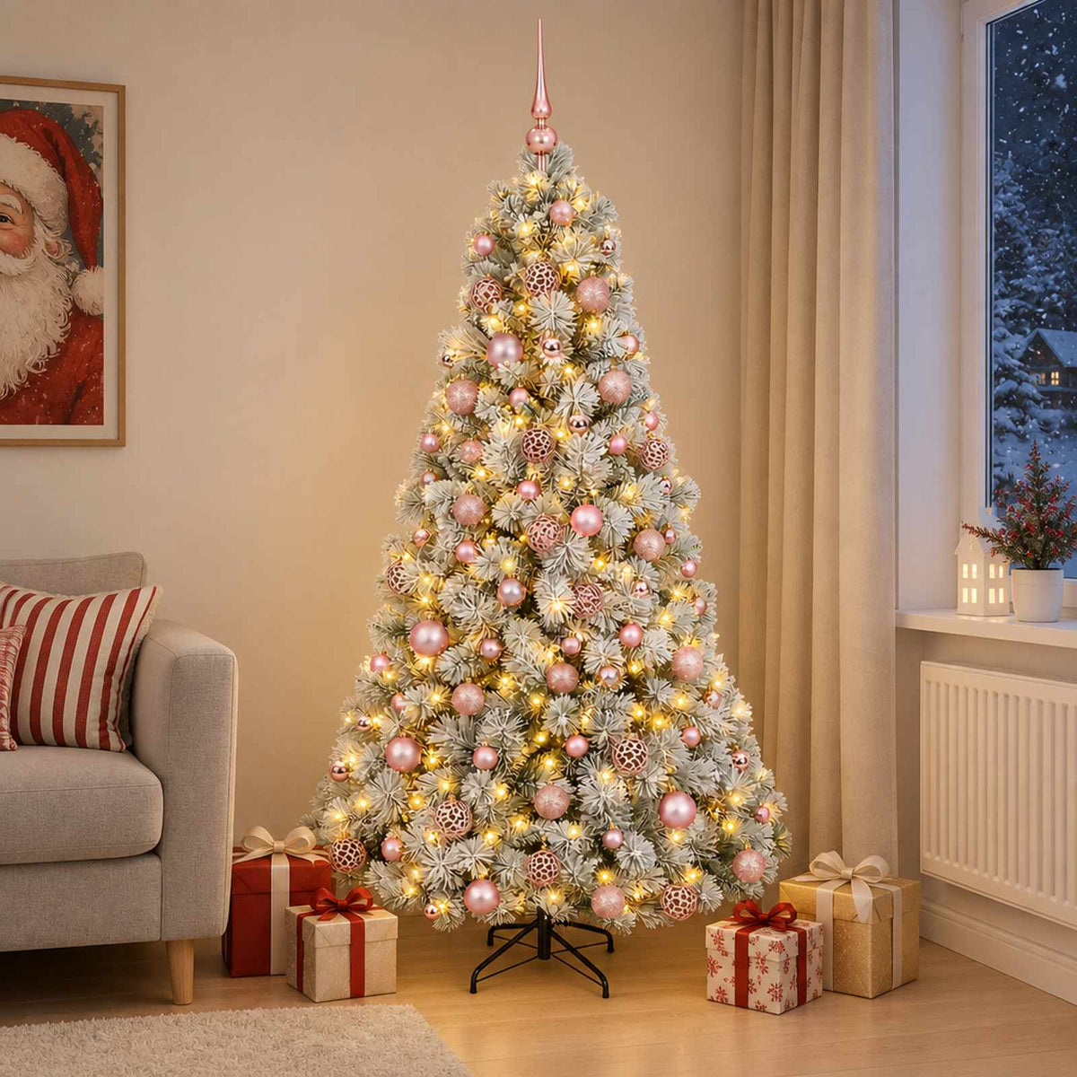 Kunstkerstboom met kerstbal 240 cm 300 LED's Warmwit is nu te koop bij PeponiXL, paradijselijk wonen!