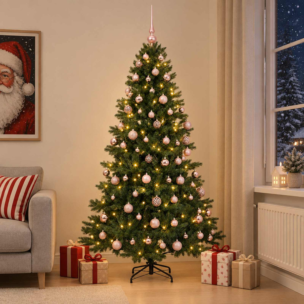 Kunstkerstboom met kerstbal 210 cm 300 LED's Warmwit is nu te koop bij PeponiXL, paradijselijk wonen!