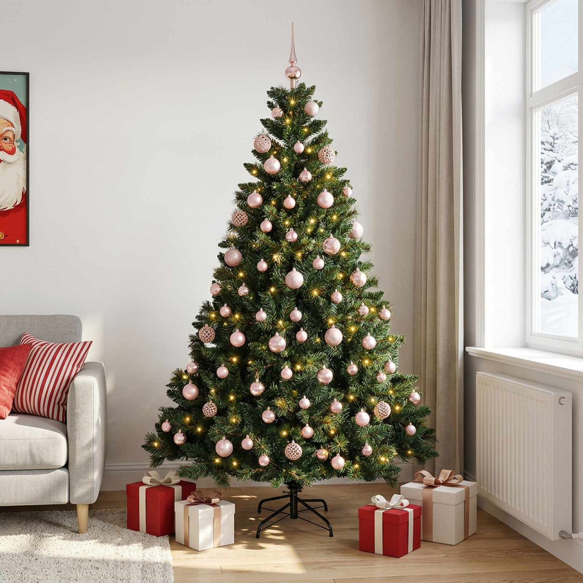 Kunstkerstboom met Ballen 180 cm 300 LED's Warmwit is nu te koop bij PeponiXL, paradijselijk wonen!