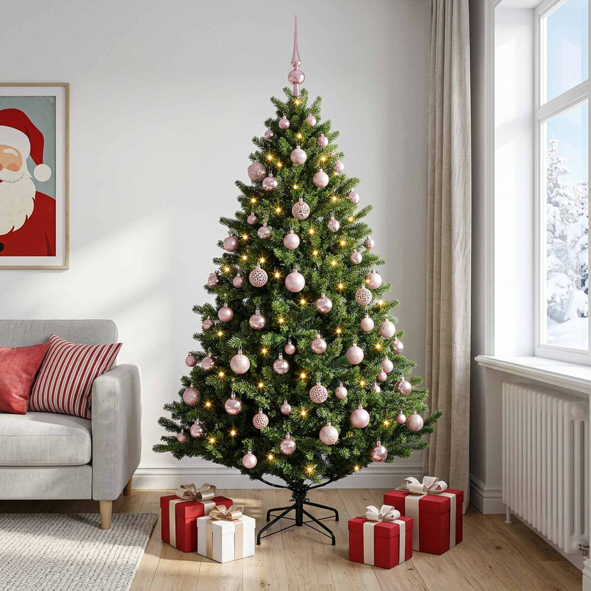 Kunstkerstboom met kerstbal 180 cm 300 LED's Warmwit is nu te koop bij PeponiXL, paradijselijk wonen!